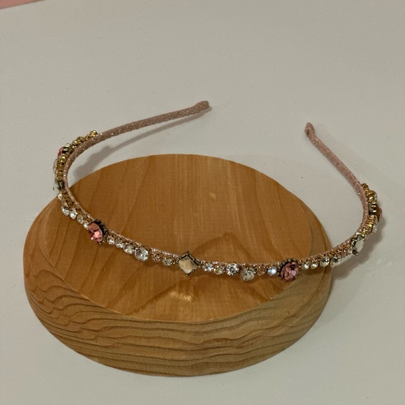 Pink and White Rhinestone Wire Headband - Picture 3 of 5